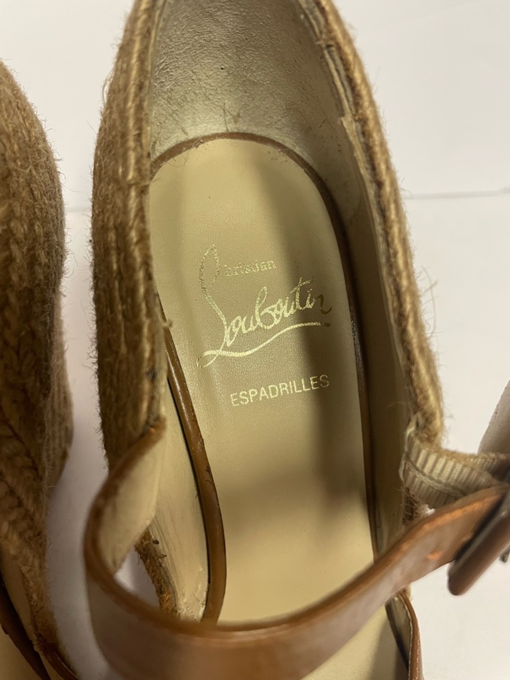 Christian Louboutin Brown Mary Jane Wedge Pumps espadrille leather 36 - Picture 8 of 13